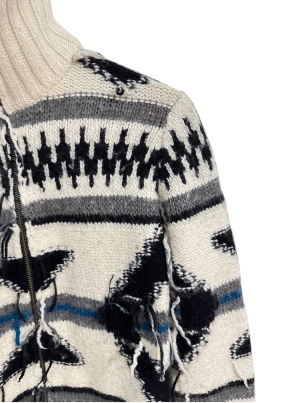 Artisan de Luxe Wool Angora Mohair Aztec Southwestern Full Zip Cardigan Sweater - Picture 4 of 10